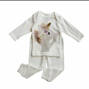 Charming Unicorn Kids Pajama Set - Cream by designer Oh Baby!